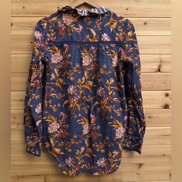 Sundance Size Small Dark Romantic Floral Ruffle Peasant V Neck Blouse - Picture 12 of 14